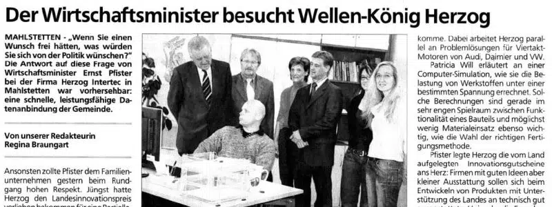 The economics minister Ernst Pfister visits King of Shafts Herzog