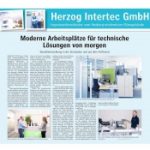 Zeitungsartikel HERZOG INTERTEC GmbH mit dem Titel moderne Arbeitsplätze für technische Lösungen von morgen
